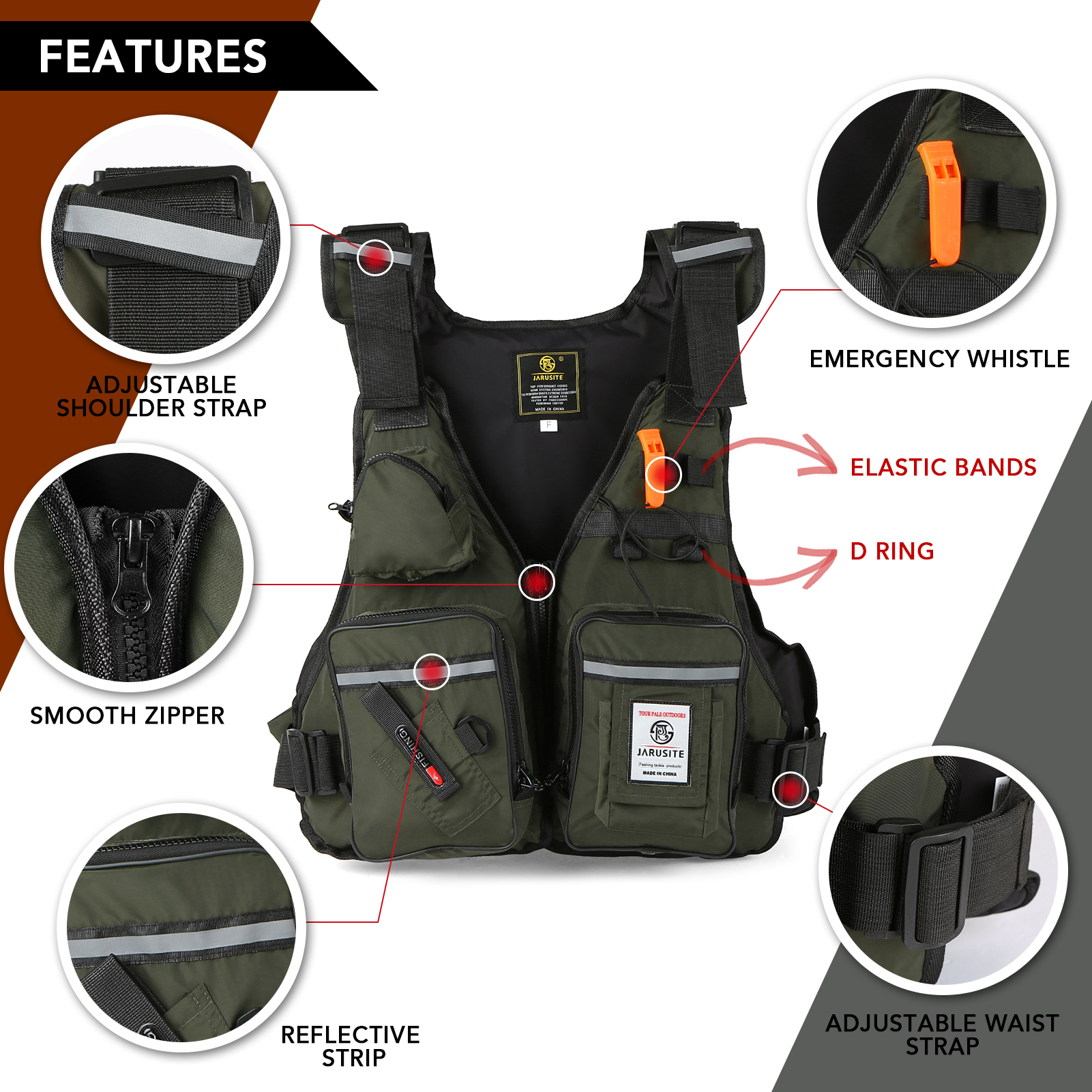 Multi-Pockets Fly Fishing Jack - Fishing Kayak Sit On Top reseña y precio