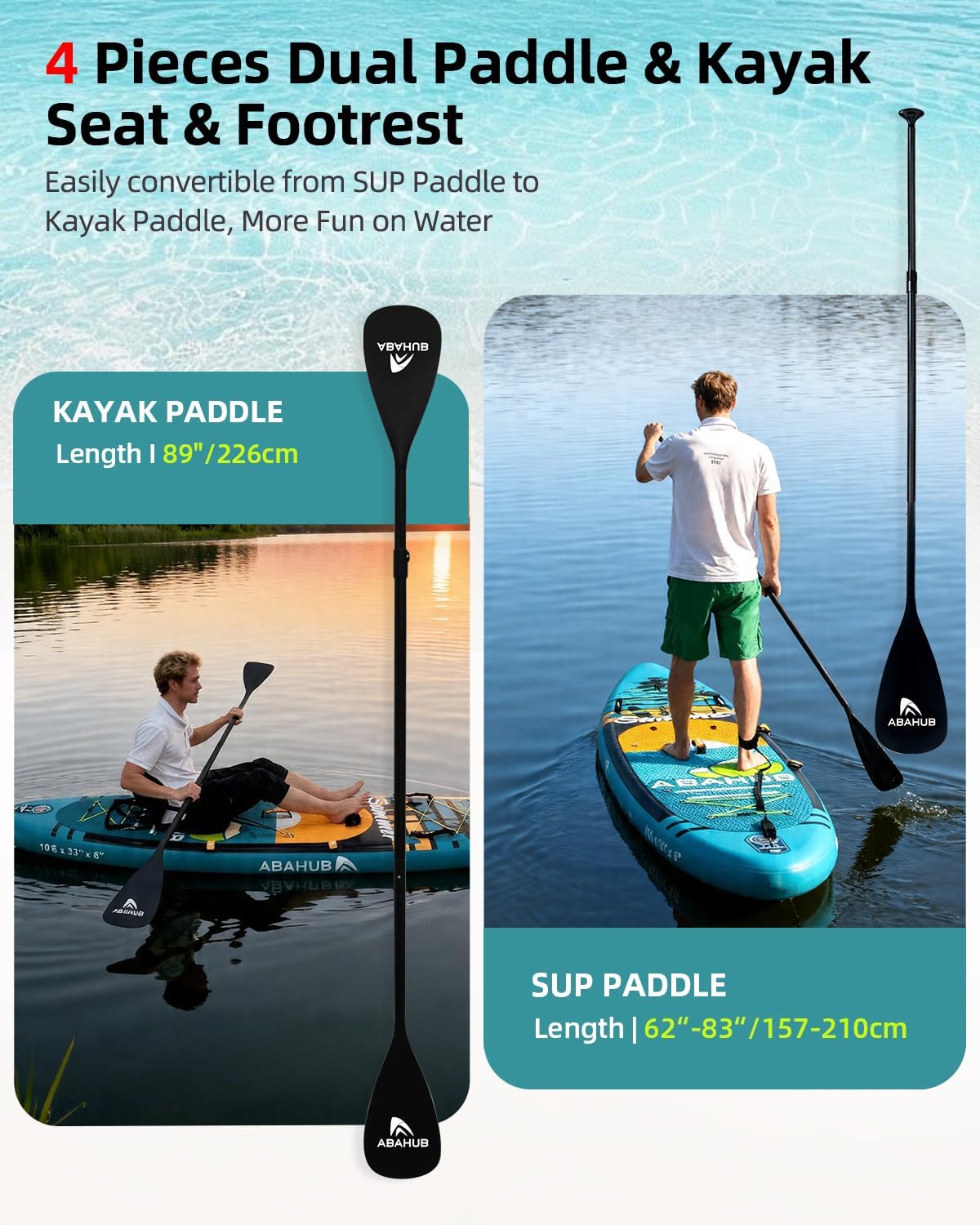 Wide 10.6ft x 31/34in Inflatab - Fishing Kayak Paddle reseña y precio