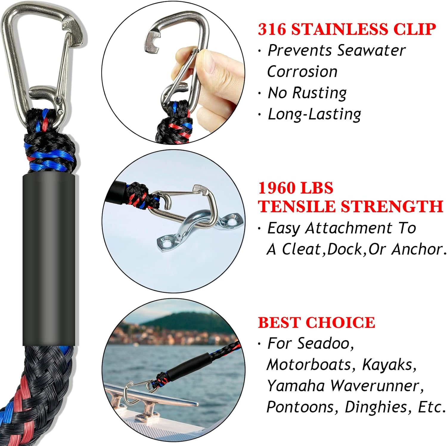 2pcs Marine Bounce Rope Elasti - Fishing Kayak Anchor reseña y precio